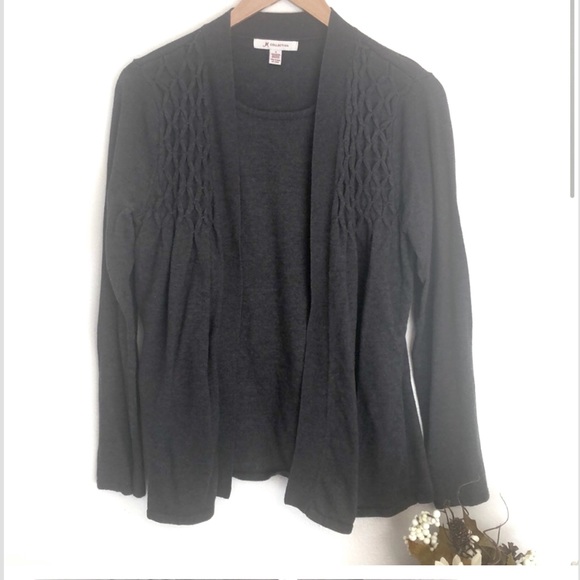 Sweaters - Gray cardigan with built in shirt size small